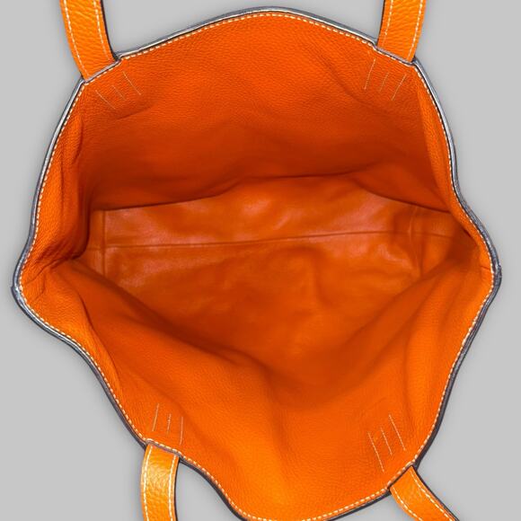 Blue Pebbled Leather Tote Bag – Hermès-Inspired Style (Not Authenticated) - Picture 6 of 8